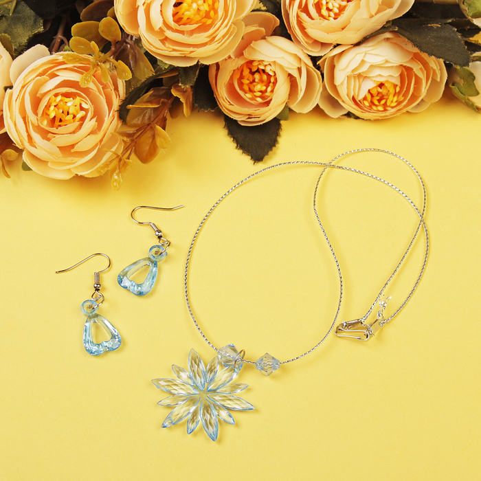 Набор детский "Выбражулька" 2 предмета: сережки, кулон 45см, астра, цвет МИКС