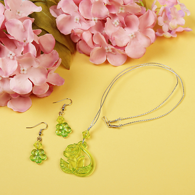 Набор "Выбражулька" 2 предмета: сережки, кулон 45 см, роза, цвет МИКС