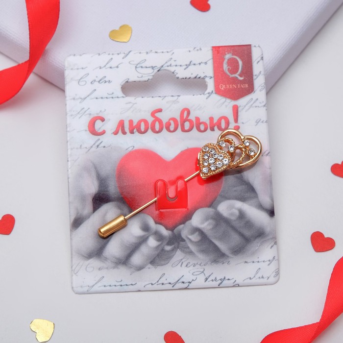 Булавка "Сердечки" пара, 6,2 см, цвет МИКС