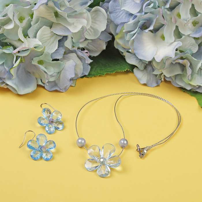 Набор детский "Выбражулька" 2 предмета: сережки, кулон 45см, цветок лютик, цвет МИКС