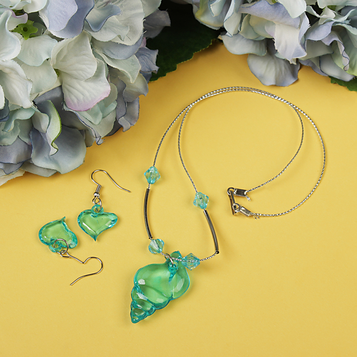 Набор детский "Выбражулька" 2 предмета: сережки, кулон 45см, ракушка, цвет МИКС