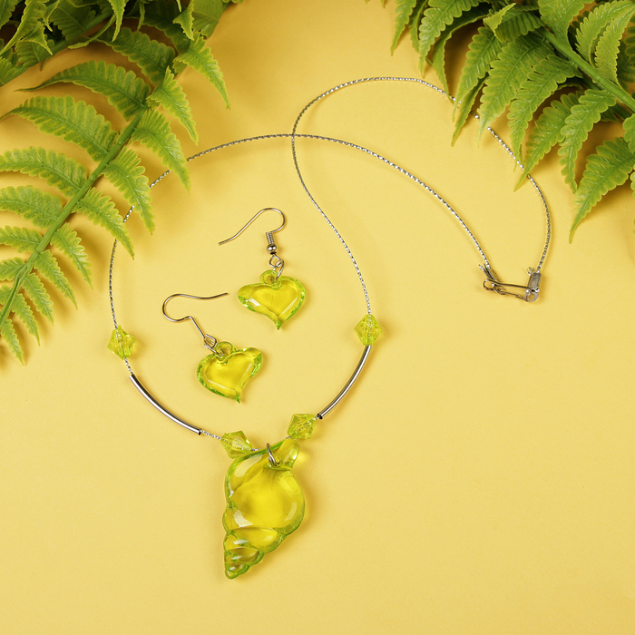 Набор детский "Выбражулька" 2 предмета: сережки, кулон 45см, ракушка, цвет МИКС