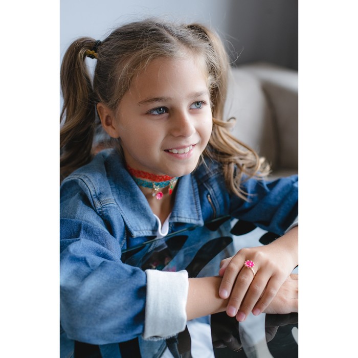 Набор детский "Выбражулька" 4 предмета: 2 чокера, 2 кольца, кролик, цвет МИКС