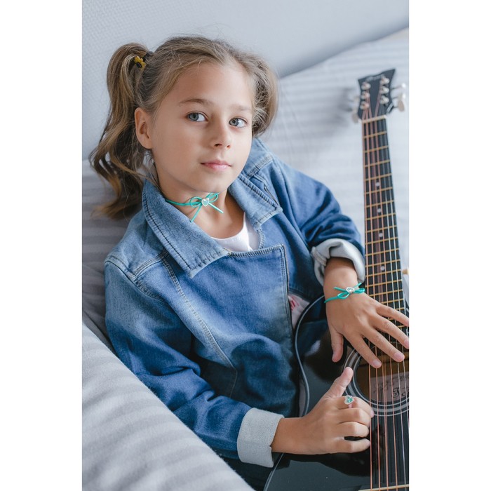 Набор детский "Выбражулька" 3 предмета: кулон, браслет, кольцо, сердечко, цвет МИКС