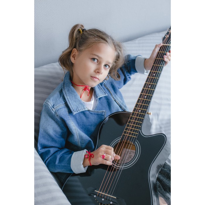 Набор детский "Выбражулька" 3 предмета: кулон, браслет, кольцо, сердечки в полоску, цвет МИКС