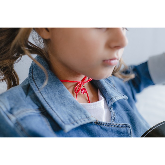 Набор детский "Выбражулька" 3 предмета: кулон, браслет, кольцо, сердечки в полоску, цвет МИКС