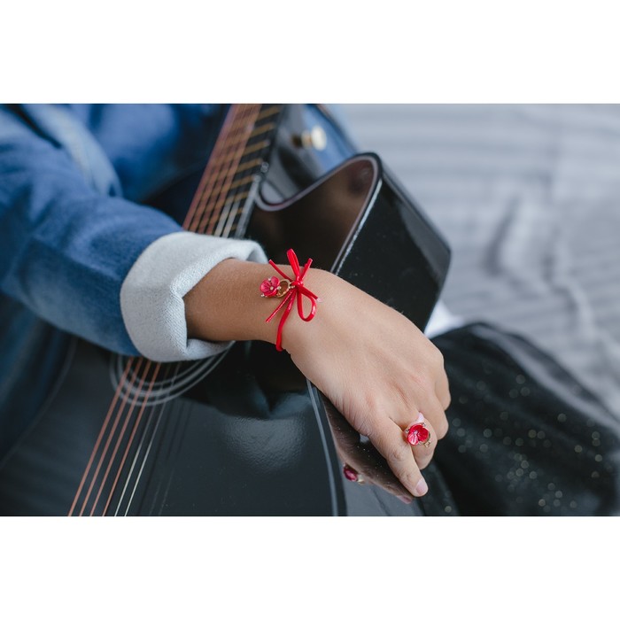 Набор детский "Выбражулька" 3 предмета: кулон, браслет, кольцо, бантики, цвет МИКС