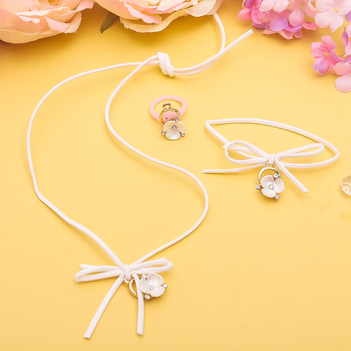 Набор детский "Выбражулька" 3 предмета: кулон, браслет, кольцо, незабудки, цвет МИКС