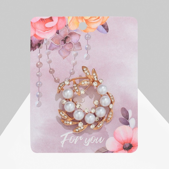 Брошь "Жемчуг цветущий", ,цвет белый в золоте