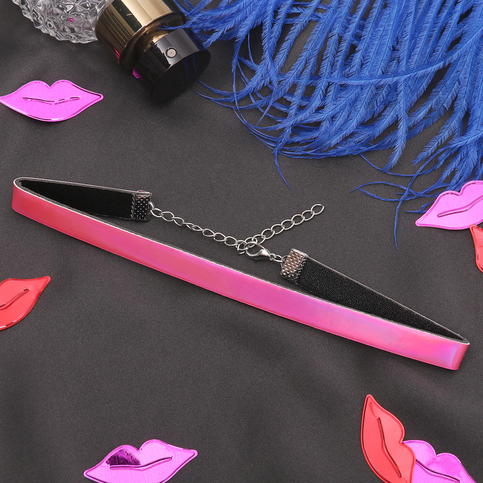 Чокер "Дискотека" тонкий, цвет ярко-розовый