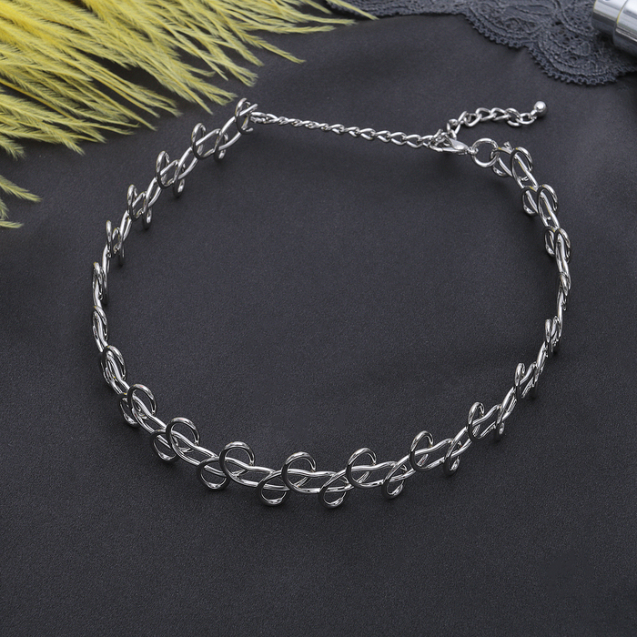 Колье "Ноэль" переплетение, цвет серебро