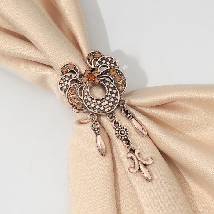 Кольцо для платка "Лилия графская", цвет золотой в черненом золоте