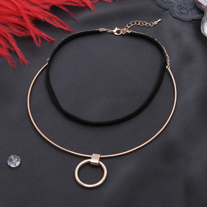Колье "Ноэль" двойное, круг, цвет чёрно-золотой