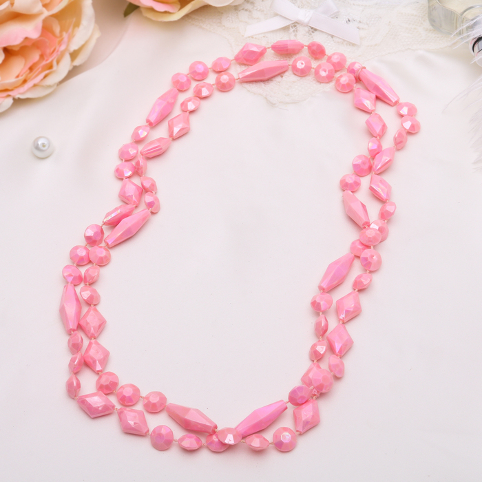 Бусы "Россыпь" лира, цвет радужно-розовый, 120см