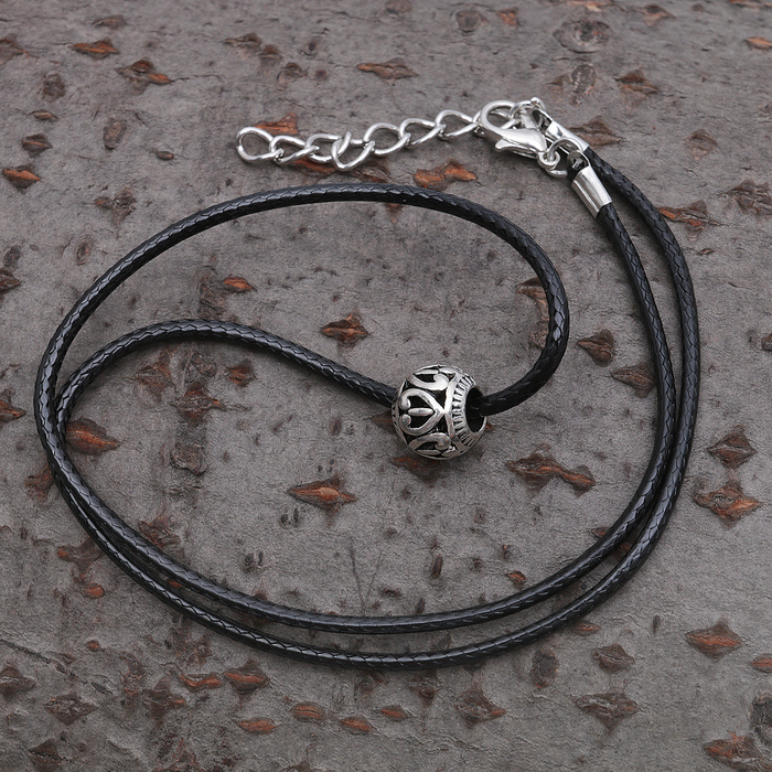 Кулон на шнурке "Бусина", цвет чернёное серебро, 40см