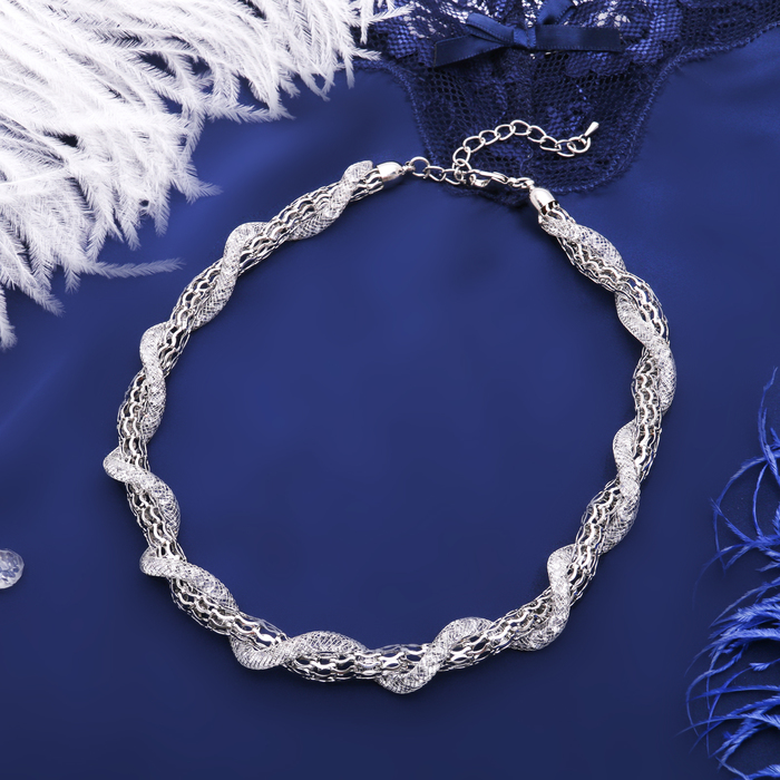 Бусы "Стардаст" глория, переплетение, цвет серебро, 45см