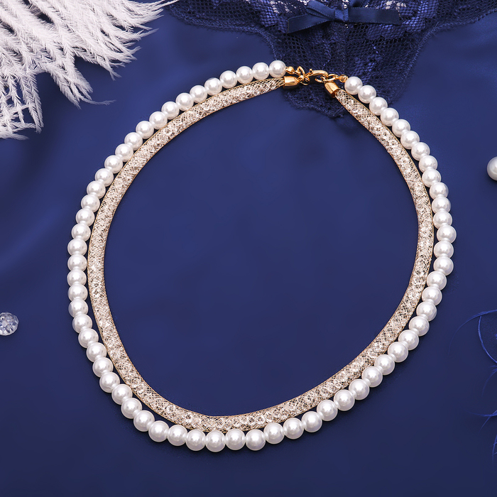 Бусы "Стардаст" глория, цвет белый в золоте, 45см