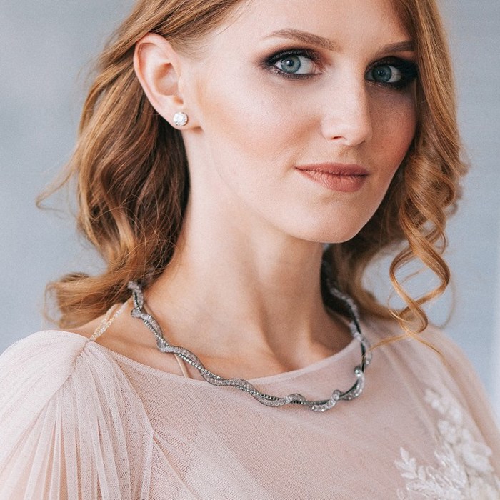 Набор 2 предмета: серьги, колье "Стардаст" ноэль, цвет бело-серый