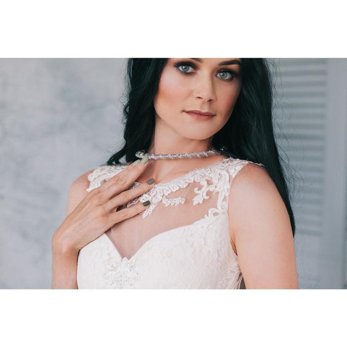 Набор 2 предмета: серьги, колье "Стардаст" ноэль, волна, цвет белый в золоте