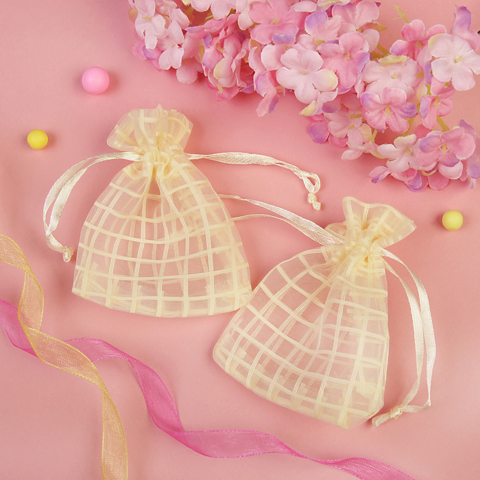 Мешочек подарочный "Клетка", 7*9, цвет белый