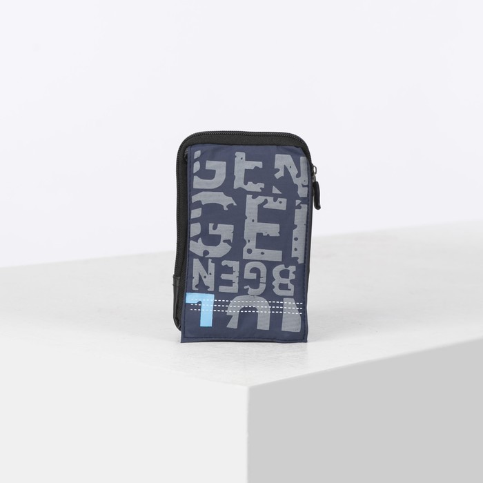 Сумка на пояс, отдел на молнии, 2 наружных кармана, карабин, цвет синий