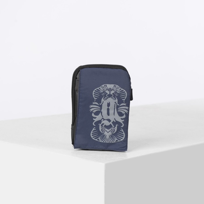 Сумка на пояс, отдел на молнии, 2 наружных кармана, карабин, цвет синий