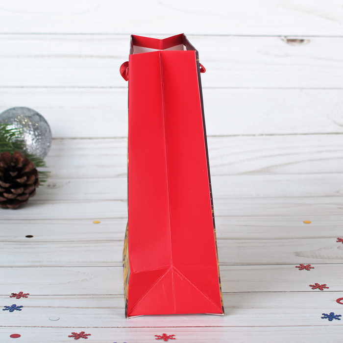 Пакет подарочный "Новогодние сани", люкс, 11,5 х 6 х 16 см