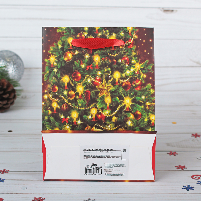 Пакет подарочный "В ожидании праздника", люкс, 11,5 х 6 х 16 см