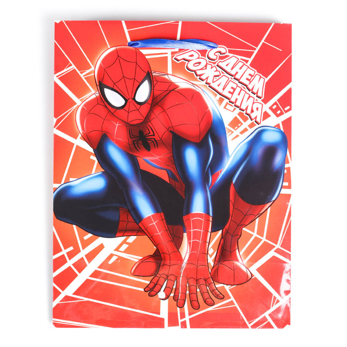 Пакет ламинированный вертикальный "С Днем рождения!", Человек-паук, 18 х 23 х 10 см