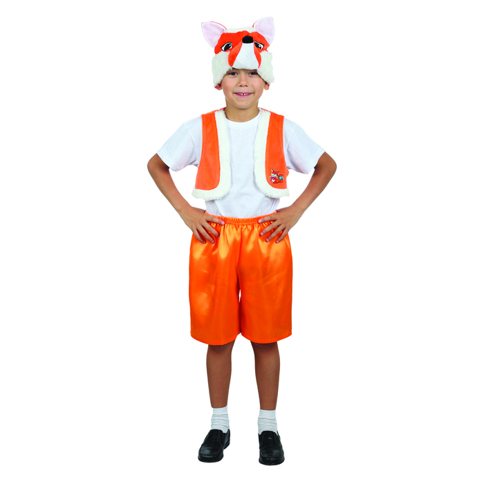 Карнавальный костюм "Лисёнок", шапка, жилет, шорты, р-р 30, рост 110-116 см