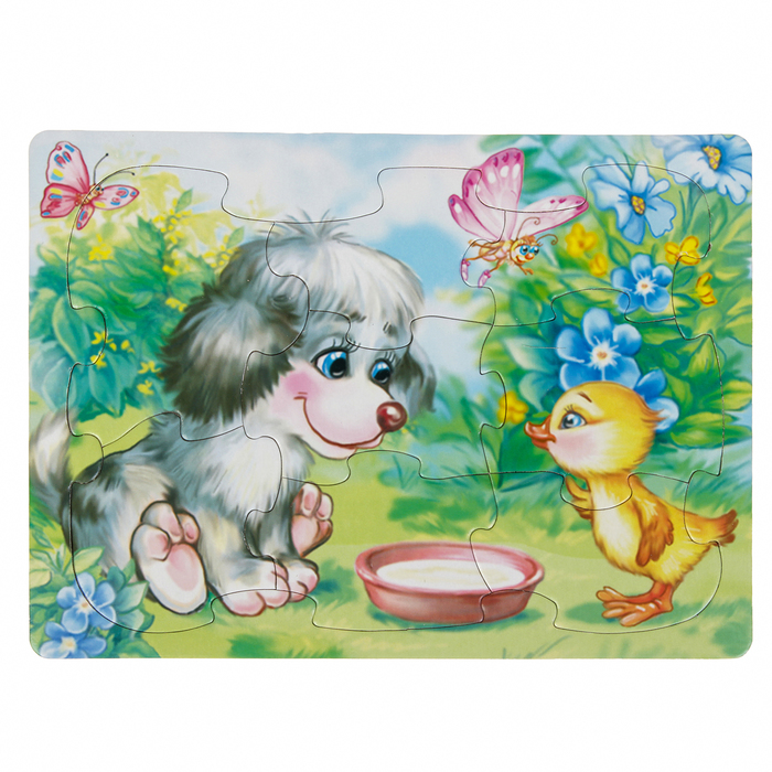 Пазл мягкий "Щенок и цыпленок"