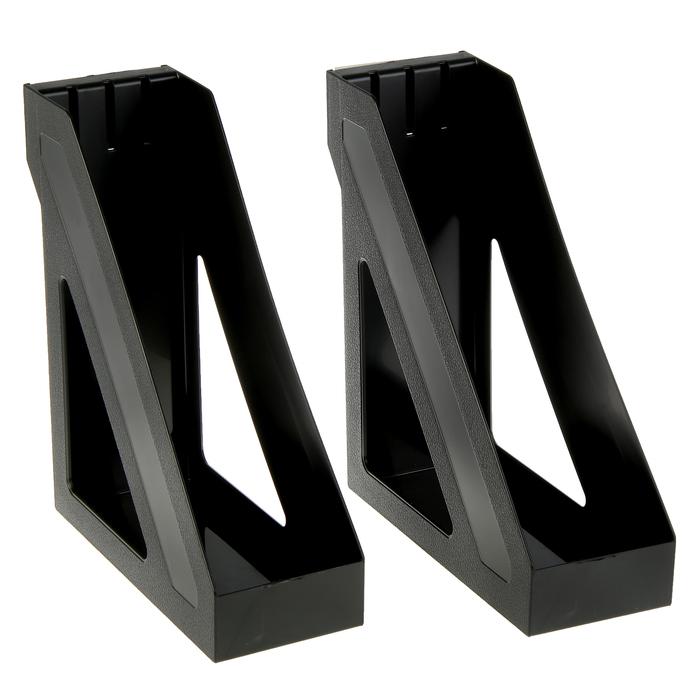 Набор вертикальных лотков для бумаг "Базис", чёрный, 2 штуки