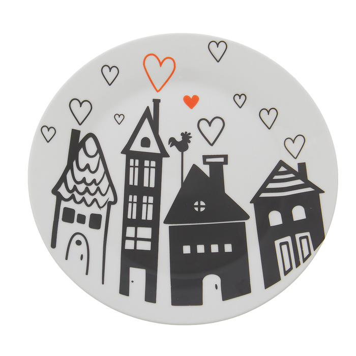 Тарелка 23 см "Город любви", с бортами