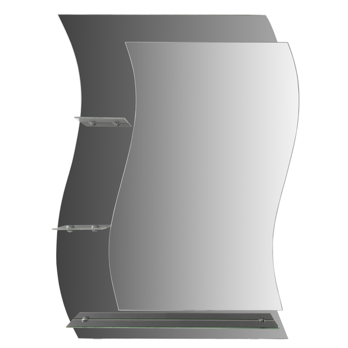 Зеркало настенное, двухслойное, с полочками, левое исполнение, 600×800 мм, с креплением