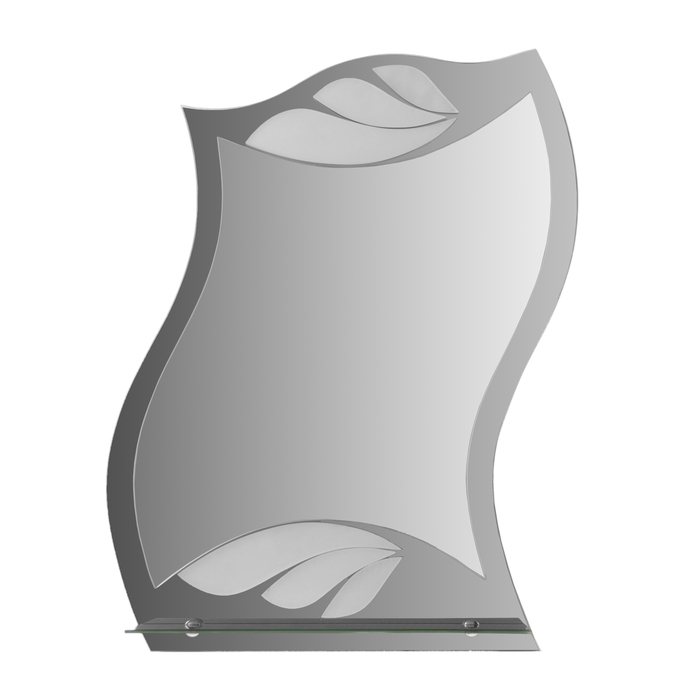 Зеркало настенное, двухслойное, с полкой, с пескоструйной обраб., 500×600 мм, с креплением