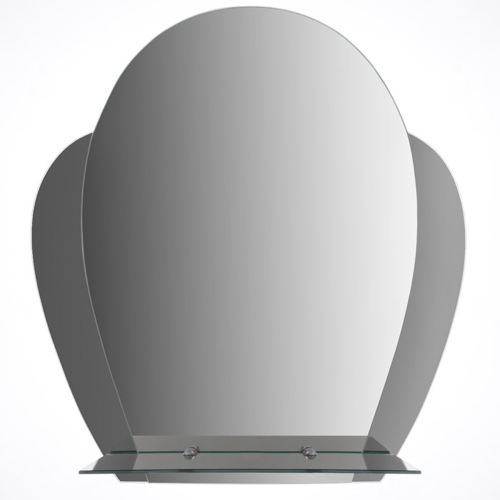 Зеркало настенное, двухслойное, с полкой, с пескоструйной обраб., 500×550 мм, с креплением