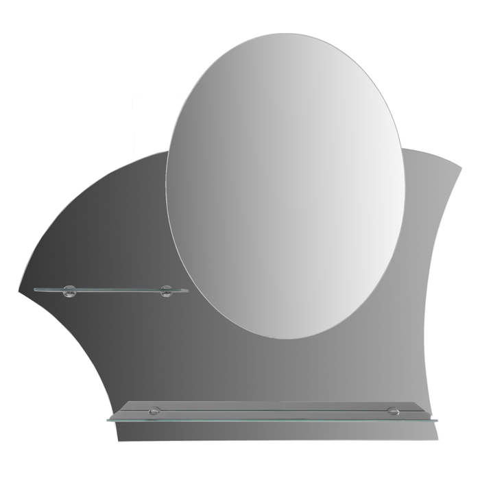 Зеркало настенное, двухслойное, с полочками, левое исполнение, 650×600 мм, с креплением