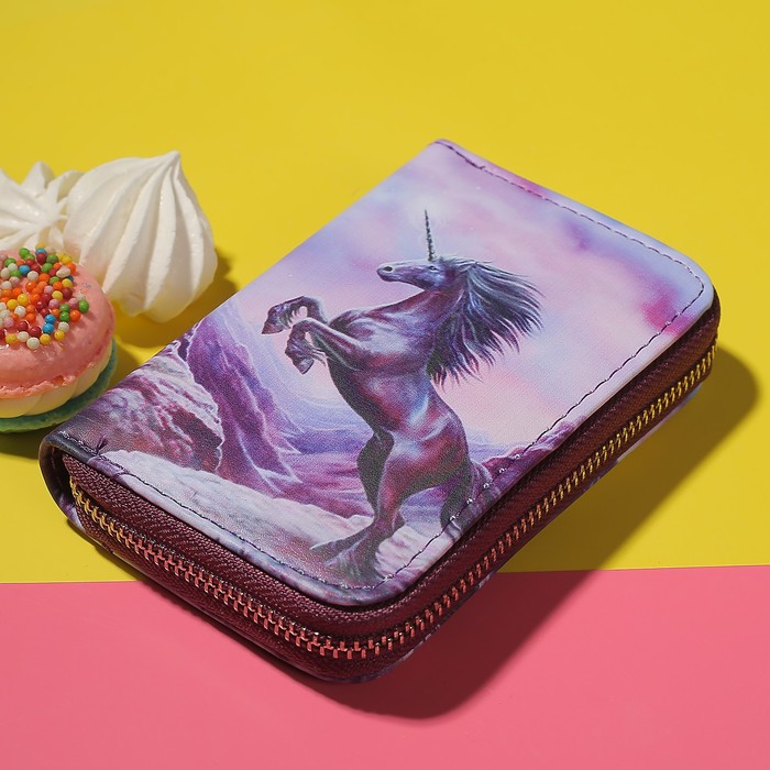 Кошелёк женский на молнии, 2 отдела, для карт, монет, цвет фиолетовый