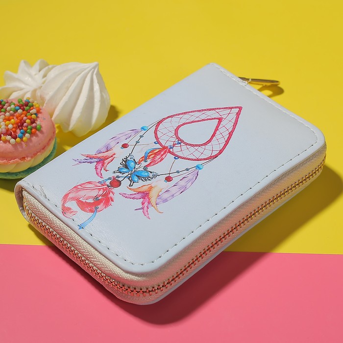 Кошелёк женский на молнии, 2 отдела, для карт, для монет, цвет голубой