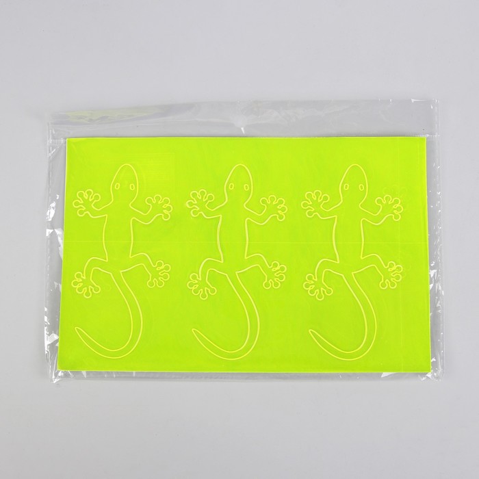 Светоотражающая наклейка "Ящерица", 11*5,5 см, 3шт на листе, цвет МИКС