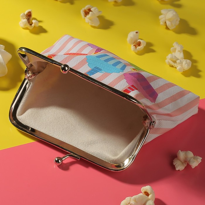 Кошелёк детский "Сладкоежка", отдел на фермуаре, цвет белый/розовый