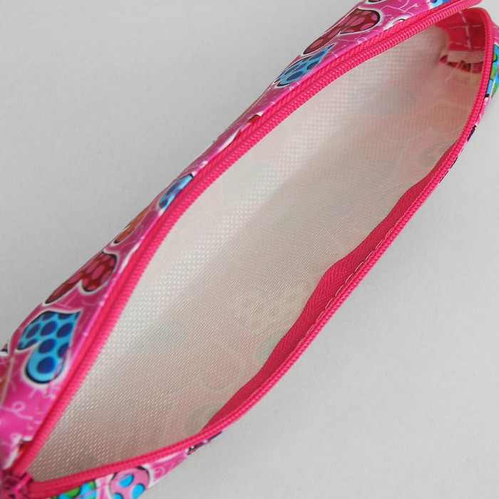 Косметичка футляр «Сердечки», отдел на молнии, цвет малиновый