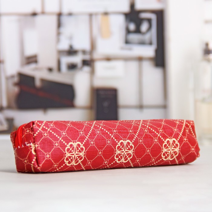 Косметичка футляр «Орнамент», отдел на молнии, цвет красный