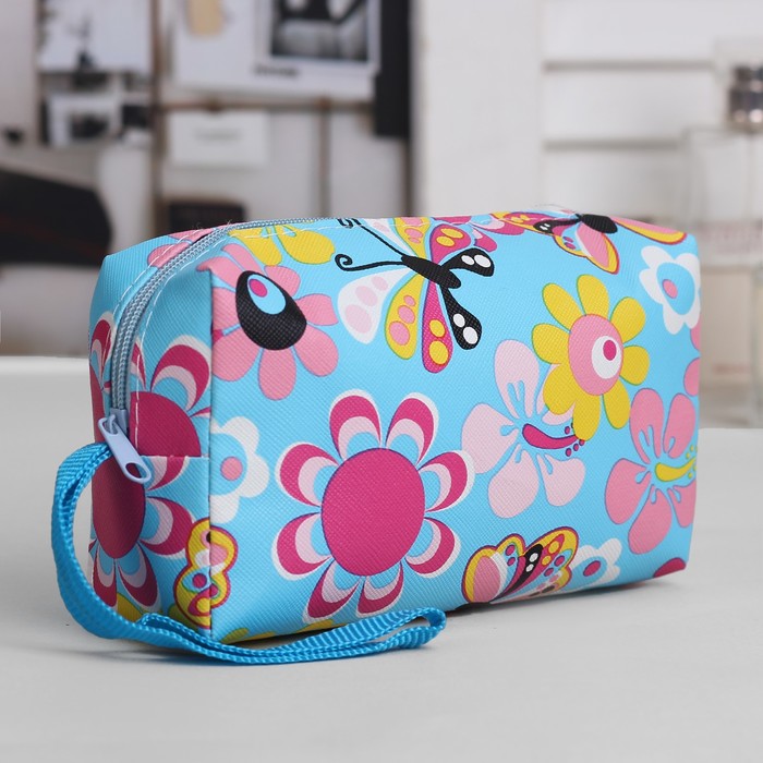 Косметичка дорожная "Фантазия", отдел на молнии, с ручкой, голубой