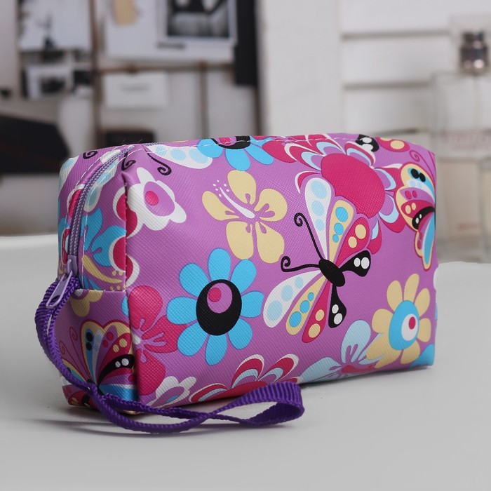 Косметичка дорожная "Фантазия", отдел на молнии, с ручкой, цвет сиреневый