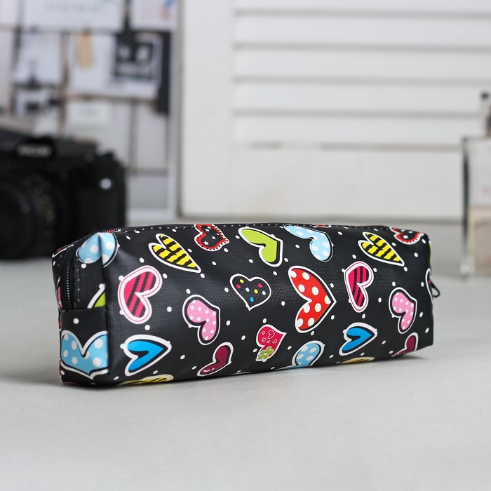 Косметичка-футляр на молнии, 1 отдел, с ручкой, цвет чёрный