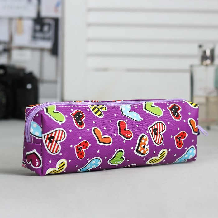 Косметичка-футляр на молнии, 1 отдел, с ручкой, цвет фиолетовый