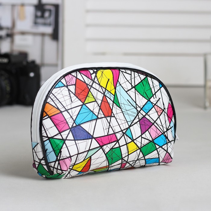 Косметичка простая «Абстракция», отдел на молнии, с ручкой, цвет белый