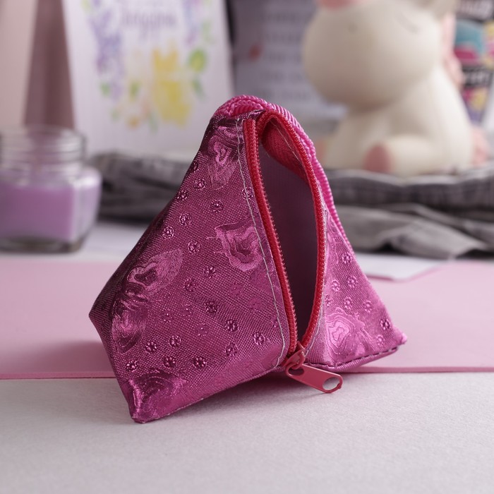 Кошелёк детский "Бабочки", отдел на молнии, шнур, цвет малиновый