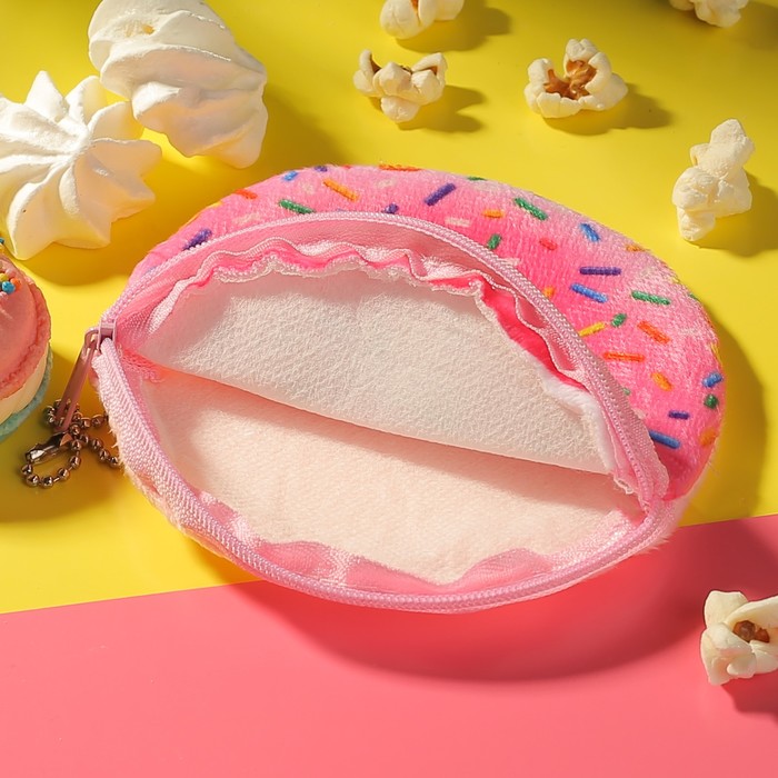 Кошелёк детский «Пончик», отдел на молнии с цепочкой, цвет розовый